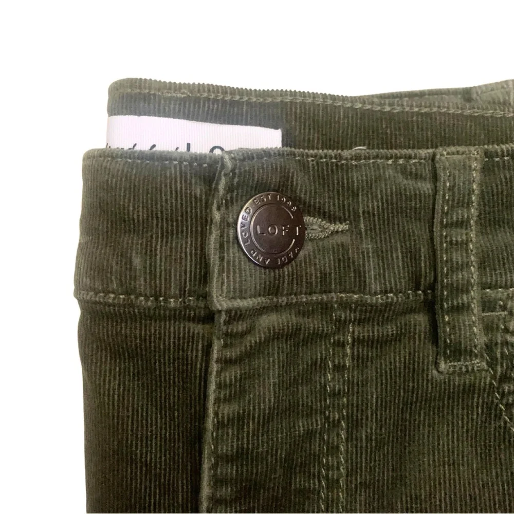 LOFT Wild Moss High Waist Skinny Corduroy Pants Size 2 / 26 Olive Military Green - Picture 9 of 12